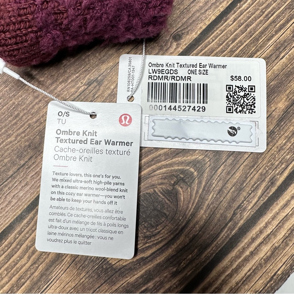 NWT Lululemon Ombre Knit Textured Ear Warmer ONE SIZE (Red Merlot) - Picture 10 of 12